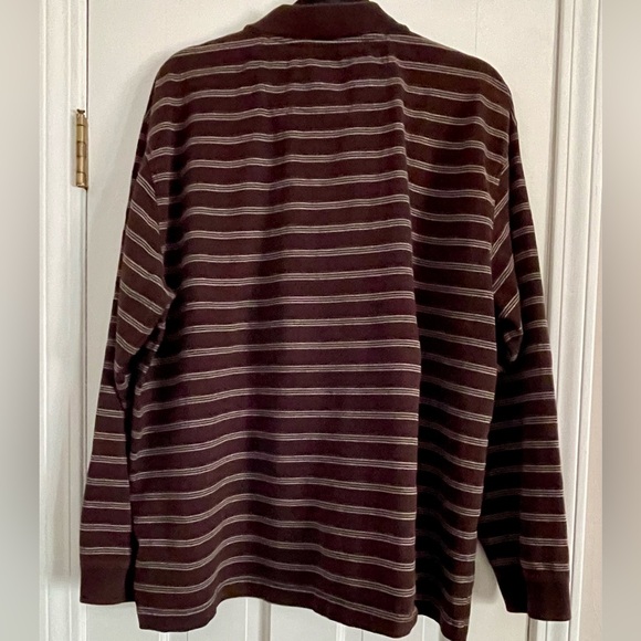 2XL Men’s St. John’s Bay Brown Striped Cotton Sueded Jersey - Picture 5 of 6